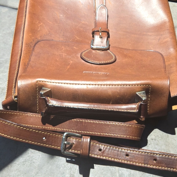 Dooney & Bourke Italy Made Leather Crossbody Bag Vintage Saddle Brown Satchel Pu - Picture 8 of 14